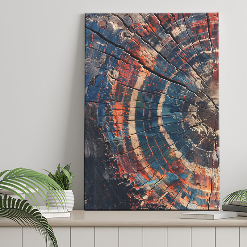 Tree Ring Framed Wall Art, Abstract Colorful Tree Ring Wall Decor, Canvas Painting, Canvas Print Wall Art Decor