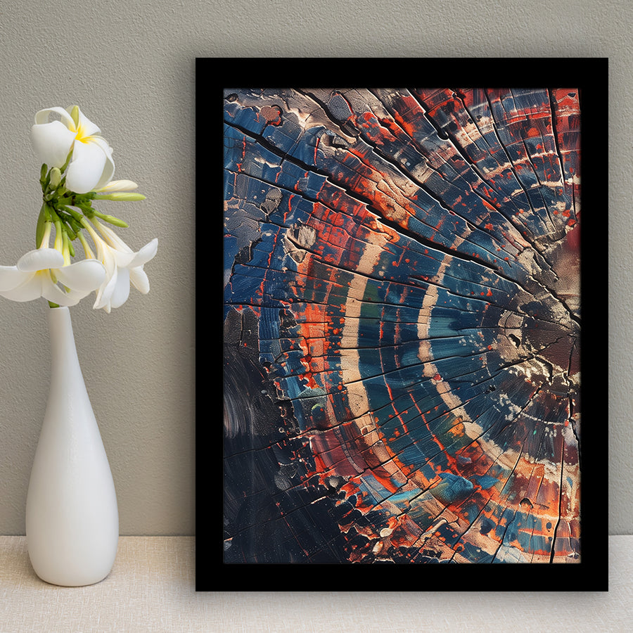 Tree Ring Framed Wall Art, Abstract Colorful Tree Ring Wall Decor,Framed Art Prints Wall Decor, Picture Framed