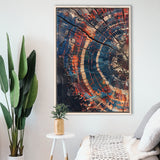 Tree Ring Framed Wall Art, Abstract Colorful Tree Ring Wall Decor,Framed Canvas Prints Wall Art Decor, Floating Frame
