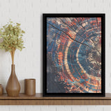 Tree Ring Framed Wall Art, Abstract Colorful Tree Ring Wall Decor,Framed Canvas Prints Wall Art Decor, Floating Frame