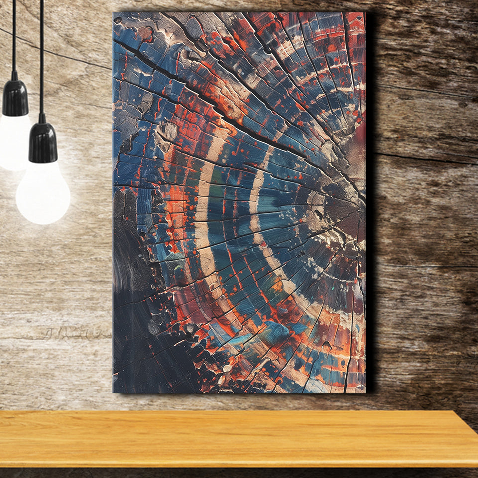 Tree Ring Framed Wall Art, Abstract Colorful Tree Ring Wall Decor, Canvas Painting, Canvas Print Wall Art Decor
