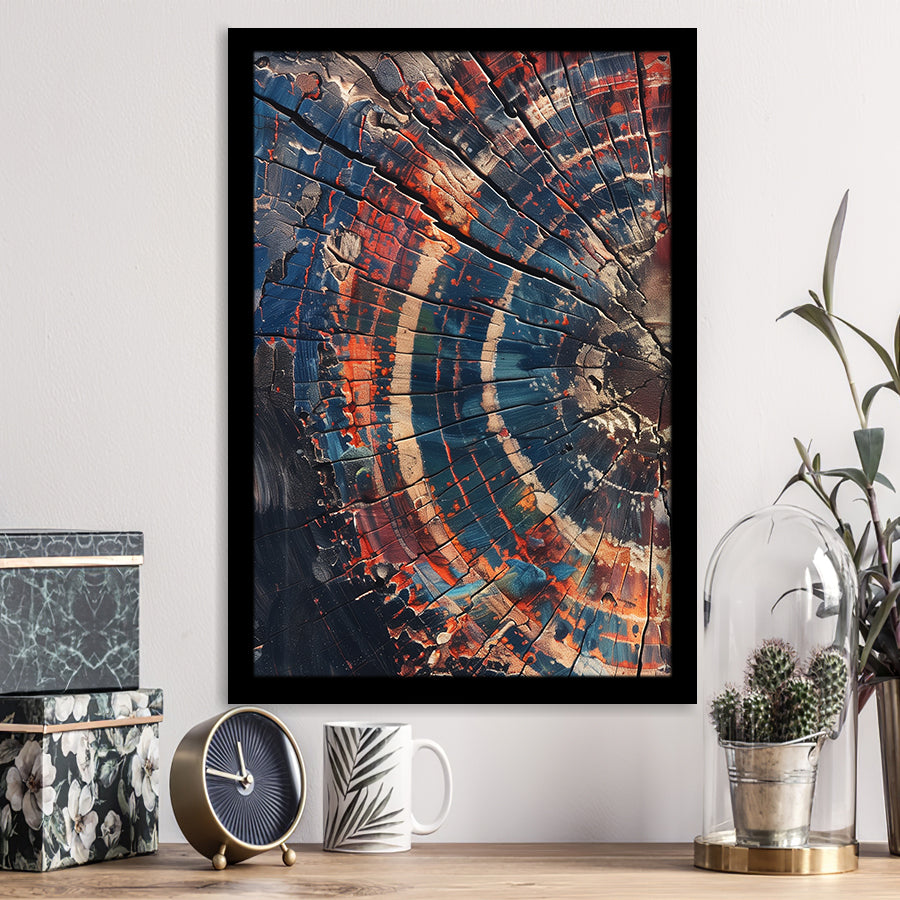 Tree Ring Framed Wall Art, Abstract Colorful Tree Ring Wall Decor,Framed Art Prints Wall Decor, Picture Framed