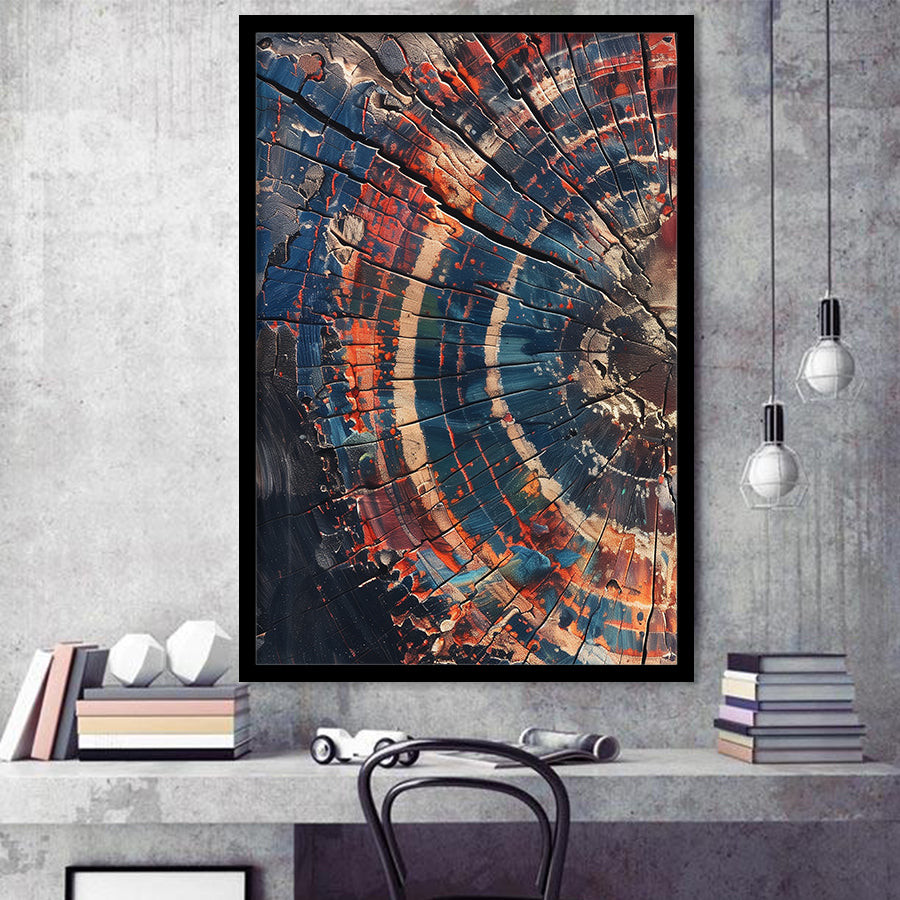 Tree Ring Framed Wall Art, Abstract Colorful Tree Ring Wall Decor,Framed Art Prints Wall Decor, Picture Framed