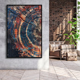 Tree Ring Framed Wall Art, Abstract Colorful Tree Ring Wall Decor,Framed Canvas Prints Wall Art Decor, Floating Frame