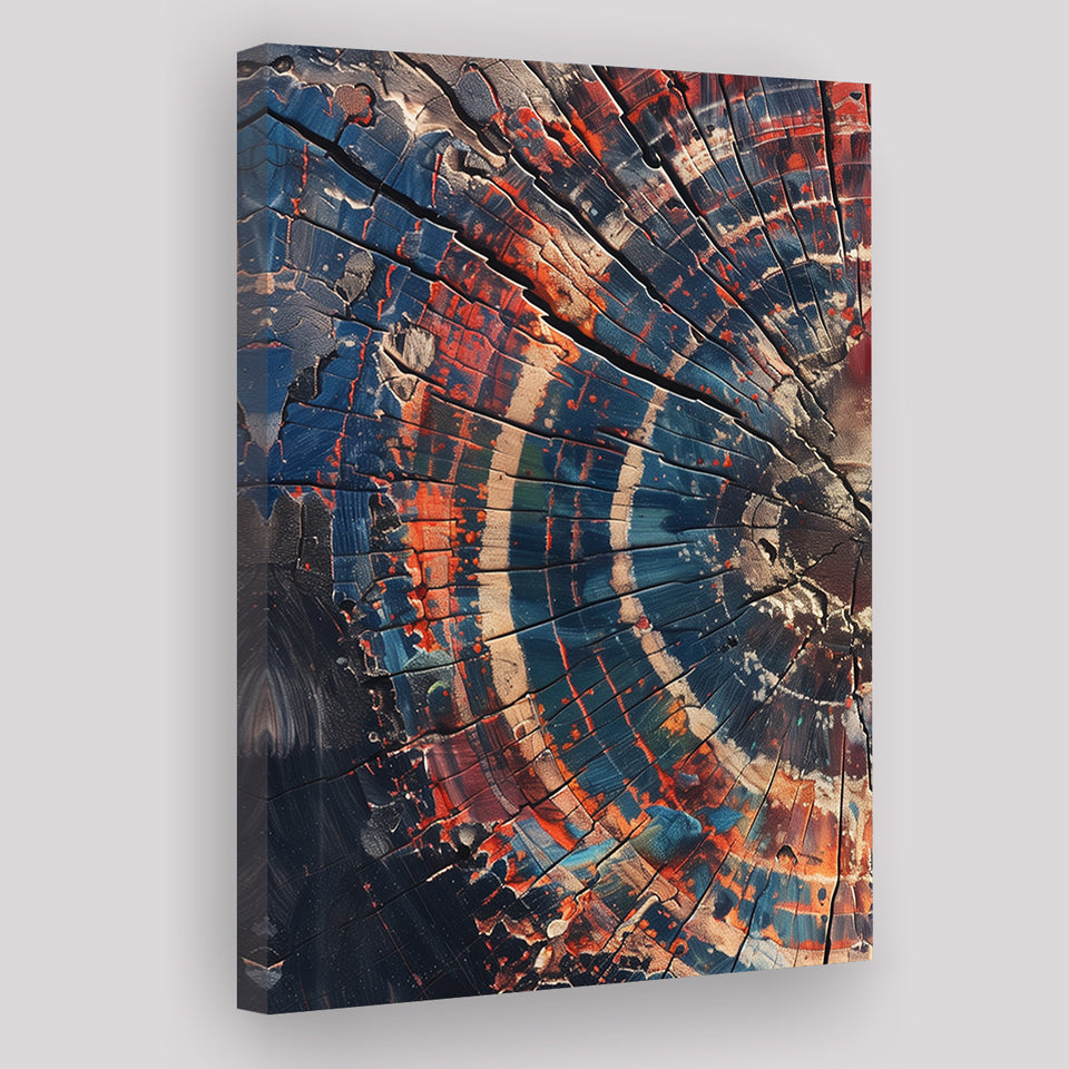 Tree Ring Framed Wall Art, Abstract Colorful Tree Ring Wall Decor, Canvas Painting, Canvas Print Wall Art Decor