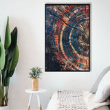Tree Ring Framed Wall Art, Abstract Colorful Tree Ring Wall Decor,Framed Canvas Prints Wall Art Decor, Floating Frame