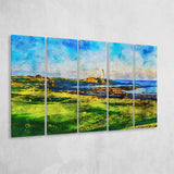 Turnberry Golf Club, Alisa Course Hole 10R, Scotland, Golf Art Print, Extra Large 5 Panel, Canvas Prints Wall Art