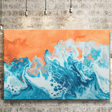 Turquoise Wave Acrylic Painting Mixed Color V1, Canvas Painting, Canvas Prints Wall Art Decor
