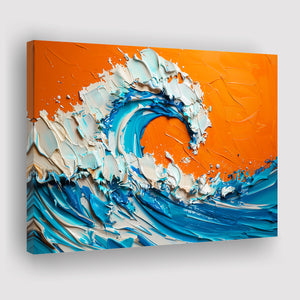 Turquoise Wave Oil Panting V2, Canvas Painting, Canvas Prints Wall Art Decor