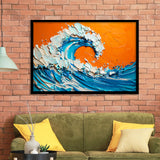 Turquoise Wave Oil Panting V2, Framed Art Print Wall Decor, Framed Picture