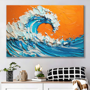 Turquoise Wave Oil Panting V2, Canvas Painting, Canvas Prints Wall Art Decor