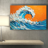 Turquoise Wave Oil Panting V2, Canvas Painting, Canvas Prints Wall Art Decor