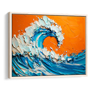 Turquoise Wave Oil Panting V2, Framed Canvas Painting, Framed Canvas Prints Wall Art Decor