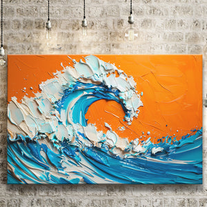 Turquoise Wave Oil Panting V2, Canvas Painting, Canvas Prints Wall Art Decor