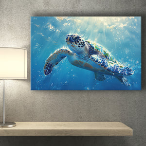 Turtle In The Sea Ocean Acrylic Painting, Art Print, Canvas Print Wall Art Home Decor