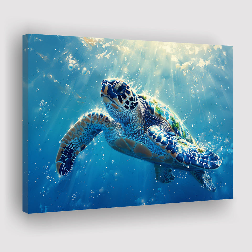 Turtle In The Sea Ocean Acrylic Painting, Art Print, Canvas Print Wall Art Home Decor