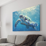 Turtle In The Sea Ocean Acrylic Painting, Art Print, Canvas Print Wall Art Home Decor