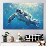 Turtle In The Sea Ocean Acrylic Painting, Art Print, Canvas Print Wall Art Home Decor