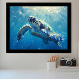 Turtle In The Sea Ocean Acrylic Painting, Painting Art, Framed Art Print Wall Art Home Decor
