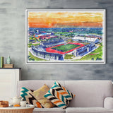 UB Stadium WaterColor Framed Canvas Prints, Getzville New York Watercolor, Stadium Art Gifts, Floating Frame