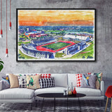 UB Stadium WaterColor Framed Canvas Prints, Getzville New York Watercolor, Stadium Art Gifts, Floating Frame