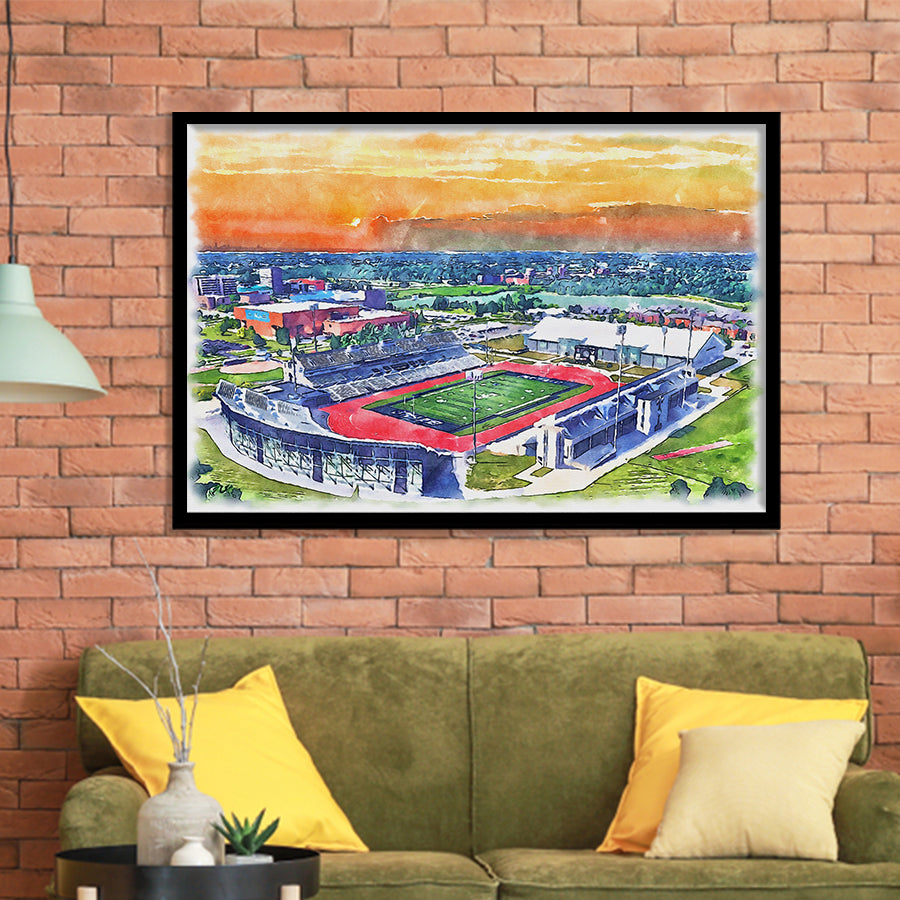 UB Stadium WaterColor Framed Art Prints, Getzville New York Watercolor, Stadium Art Gifts