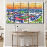 UB Stadium WaterColor 5 Panels B Mixed Canvas Prints, Extra Large, Getzville New York Watercolor