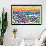 UB Stadium WaterColor Framed Canvas Prints, Getzville New York Watercolor, Stadium Art Gifts, Floating Frame