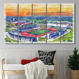 UB Stadium WaterColor 5 Panels B Mixed Canvas Prints, Extra Large, Getzville New York Watercolor