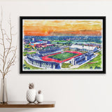 UB Stadium WaterColor Framed Canvas Prints, Getzville New York Watercolor, Stadium Art Gifts, Floating Frame