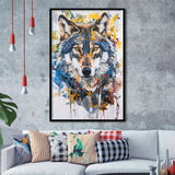 Unique Wolf Portrait Painting Luxury Art, Framed Art Prints Wall Decor, Picture Framed Painting