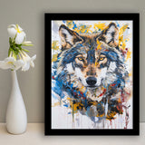 Unique Wolf Portrait Painting Luxury Art, Framed Art Prints Wall Decor, Picture Framed Painting