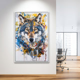 Unique Wolf Portrait Painting Luxury Art, Framed Canvas Prints Wall Art Decor, Floarting Frame Painting Canvas Art