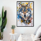 Unique Wolf Portrait Painting Luxury Art, Framed Canvas Prints Wall Art Decor, Floarting Frame Painting Canvas Art