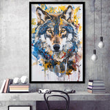 Unique Wolf Portrait Painting Luxury Art, Framed Art Prints Wall Decor, Picture Framed Painting