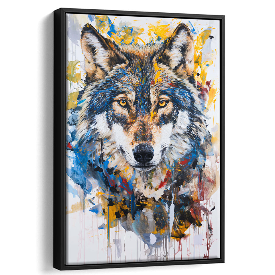 Unique Wolf Portrait Painting Luxury Art, Framed Canvas Prints Wall Art Decor, Floarting Frame Painting Canvas Art