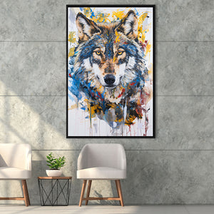 Unique Wolf Portrait Painting Luxury Art, Framed Canvas Prints Wall Art Decor, Floarting Frame Painting Canvas Art