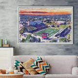 Veterans Memorial Stadium WaterColor Framed Canvas Prints, Troy Watercolor, Stadium Art Gifts, Floating Frame
