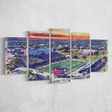 Veterans Memorial Stadium WaterColor 5 Panels Mix Canvas Prints, Troy Watercolor, Large Stadium Canvas