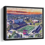 Veterans Memorial Stadium WaterColor Framed Canvas Prints, Troy Watercolor, Stadium Art Gifts, Floating Frame