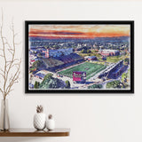 Veterans Memorial Stadium WaterColor Framed Canvas Prints, Troy Watercolor, Stadium Art Gifts, Floating Frame