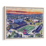 Veterans Memorial Stadium WaterColor Framed Canvas Prints, Troy Watercolor, Stadium Art Gifts, Floating Frame