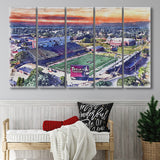 Veterans Memorial Stadium WaterColor 5 Panels B Mixed Canvas Prints, Extra Large, Troy Watercolor
