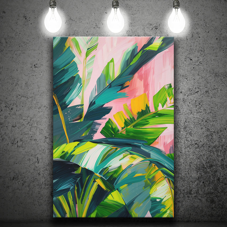 Vibrant Jungle Foliage Painting, Abstract Leafy Wall Art, Modern Botanical Decor Art Print, Canvas Print Wall Art, Wall Decor