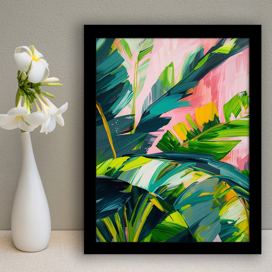 Vibrant Jungle Foliage Painting, Abstract Leafy Wall Art, Modern Botanical Decor Art Print, Framed Art Print, Fine Art Wall Decor