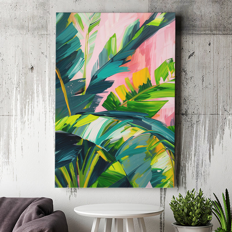 Vibrant Jungle Foliage Painting, Abstract Leafy Wall Art, Modern Botanical Decor Art Print, Canvas Print Wall Art, Wall Decor