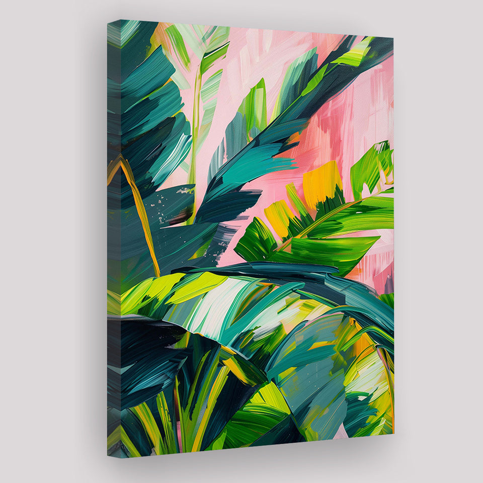 Vibrant Jungle Foliage Painting, Abstract Leafy Wall Art, Modern Botanical Decor Art Print, Canvas Print Wall Art, Wall Decor