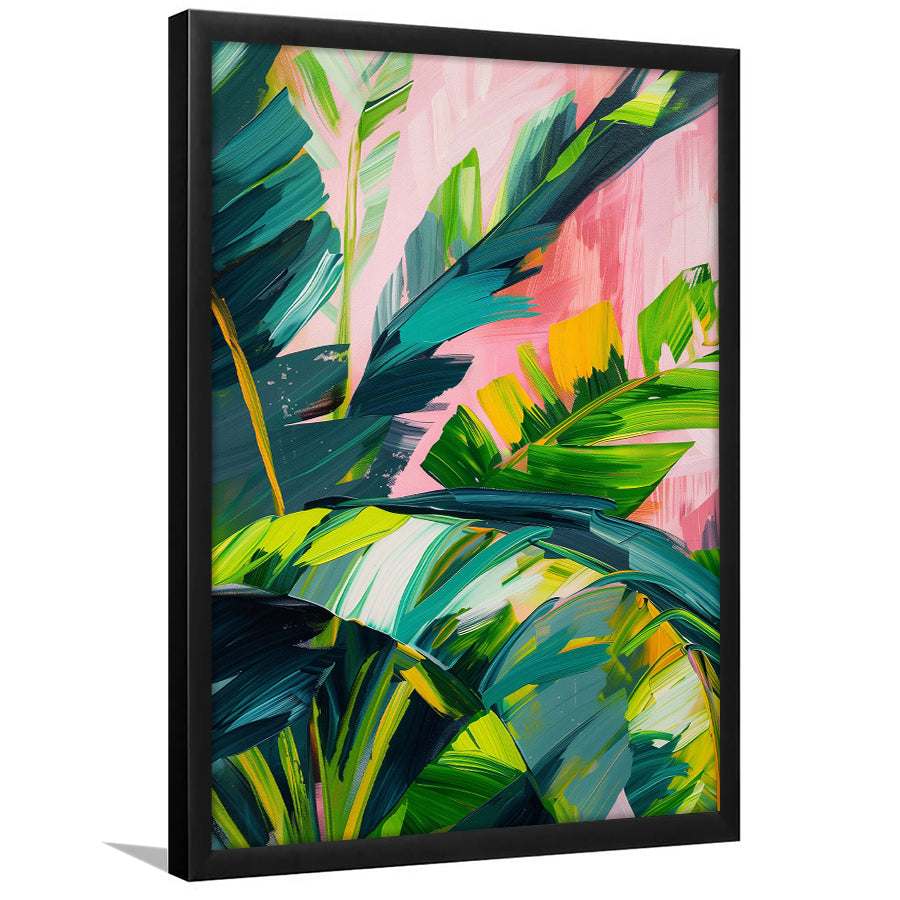 Vibrant Jungle Foliage Painting, Abstract Leafy Wall Art, Modern Botanical Decor Art Print, Framed Art Print, Fine Art Wall Decor