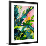 Vibrant Jungle Foliage Painting, Abstract Leafy Wall Art, Modern Botanical Decor Art Print, Framed Art Print White Border