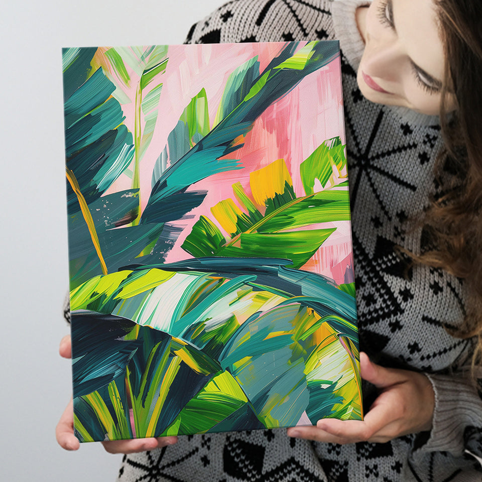 Vibrant Jungle Foliage Painting, Abstract Leafy Wall Art, Modern Botanical Decor Art Print, Canvas Print Wall Art, Wall Decor